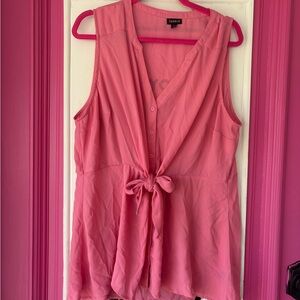 torrid Pink Tie-Front Sleeveless Blouse